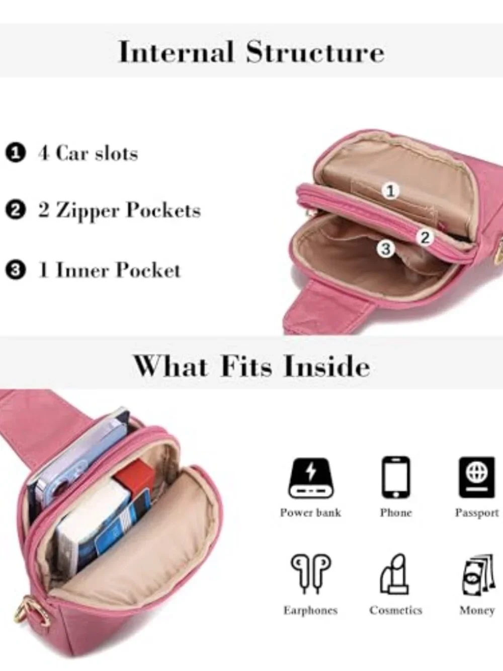 Small Anti Theft Crossbody Bag for Women Faux Leather Sling Purse RFID Blocking